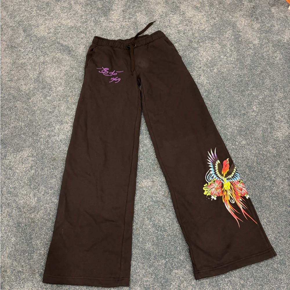 Ed Hardy Bell Bottom Flare Sweat Pants Sz S Phoenix